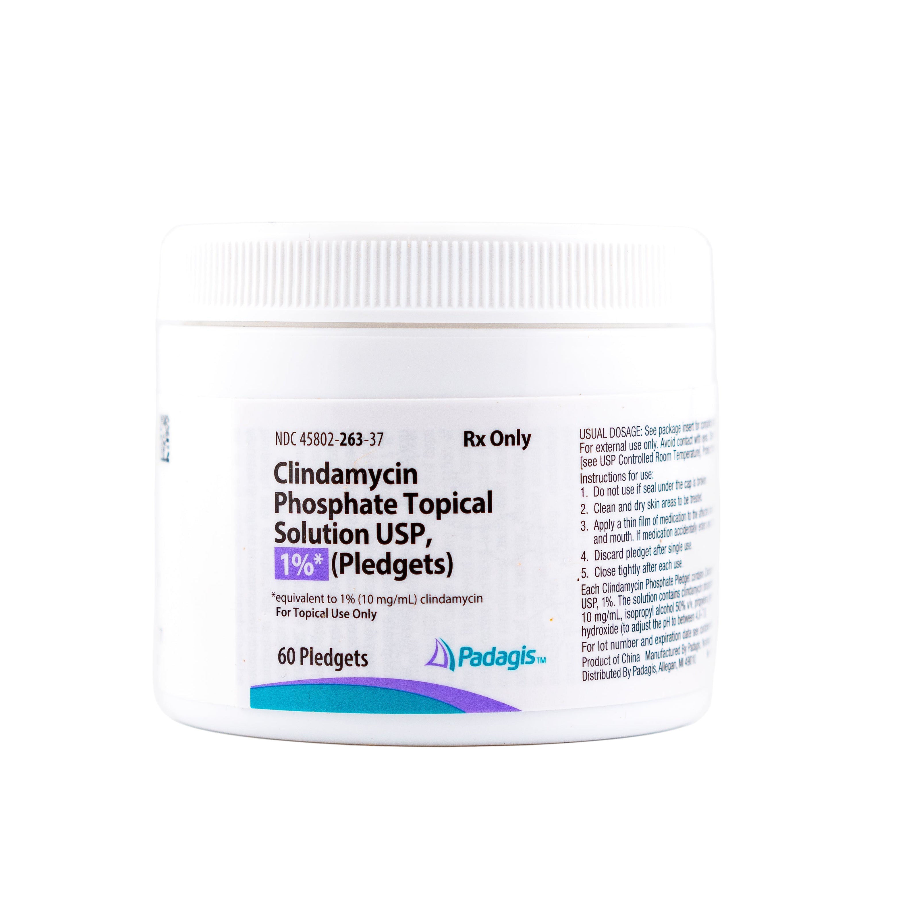Clindamycin Phosphate Topical Solution USP container with label on a white background - used to treat body odor