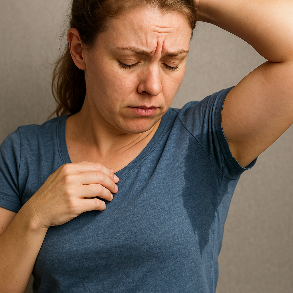 Woman with hyperhidrosis