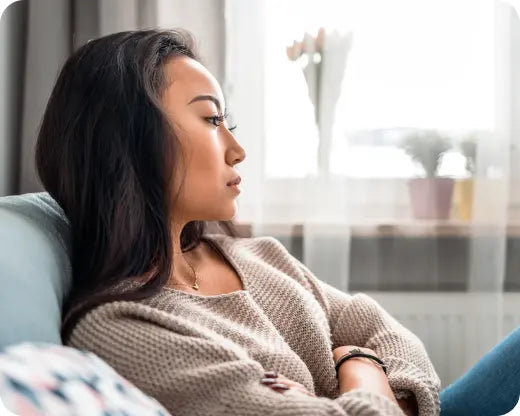 Woman struggling with mental health because she struggles with sweat and odor